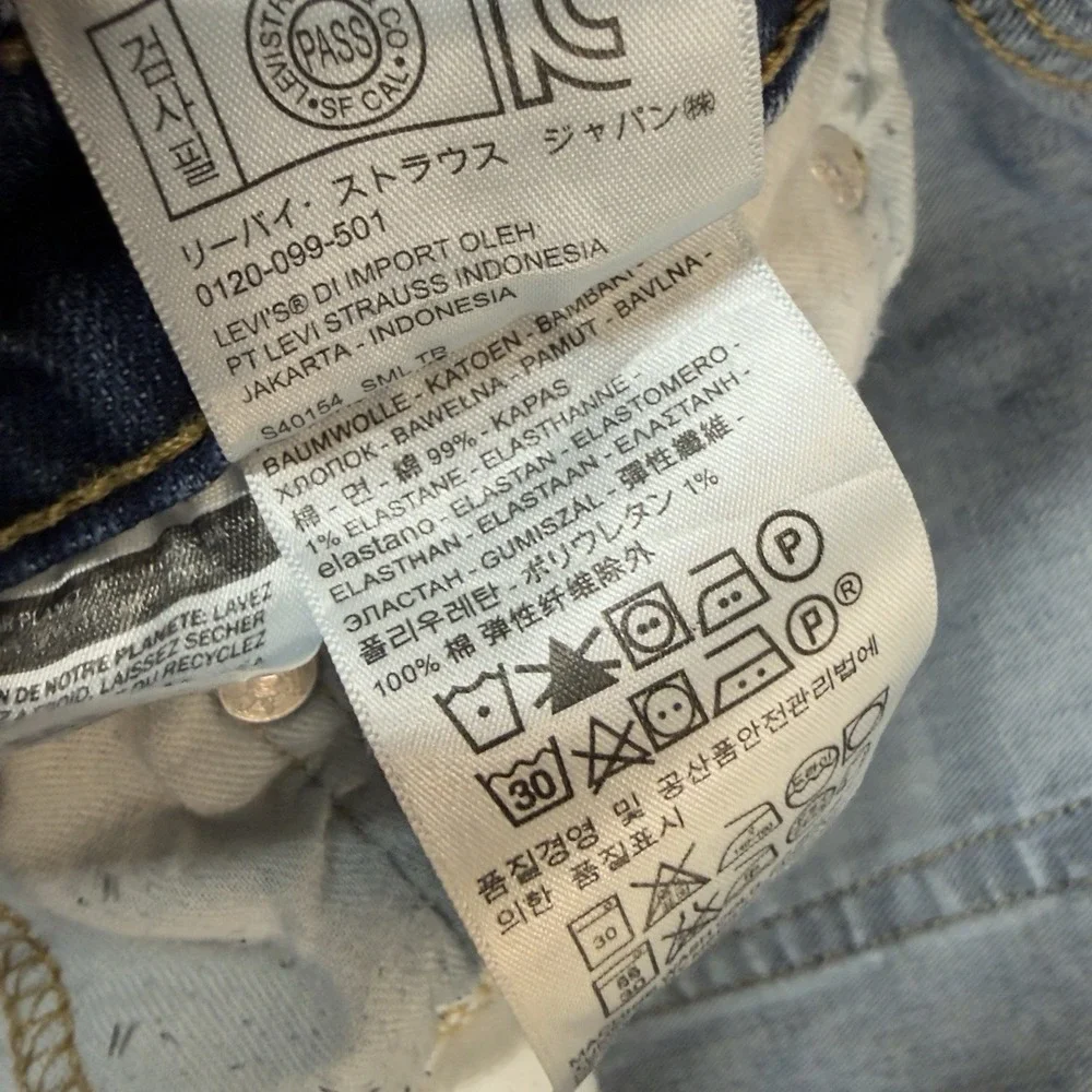 Levis‎ 505 Jeans Mens 38x30 Blue Regular Straight Stretch Medium Wash Y2K Hole